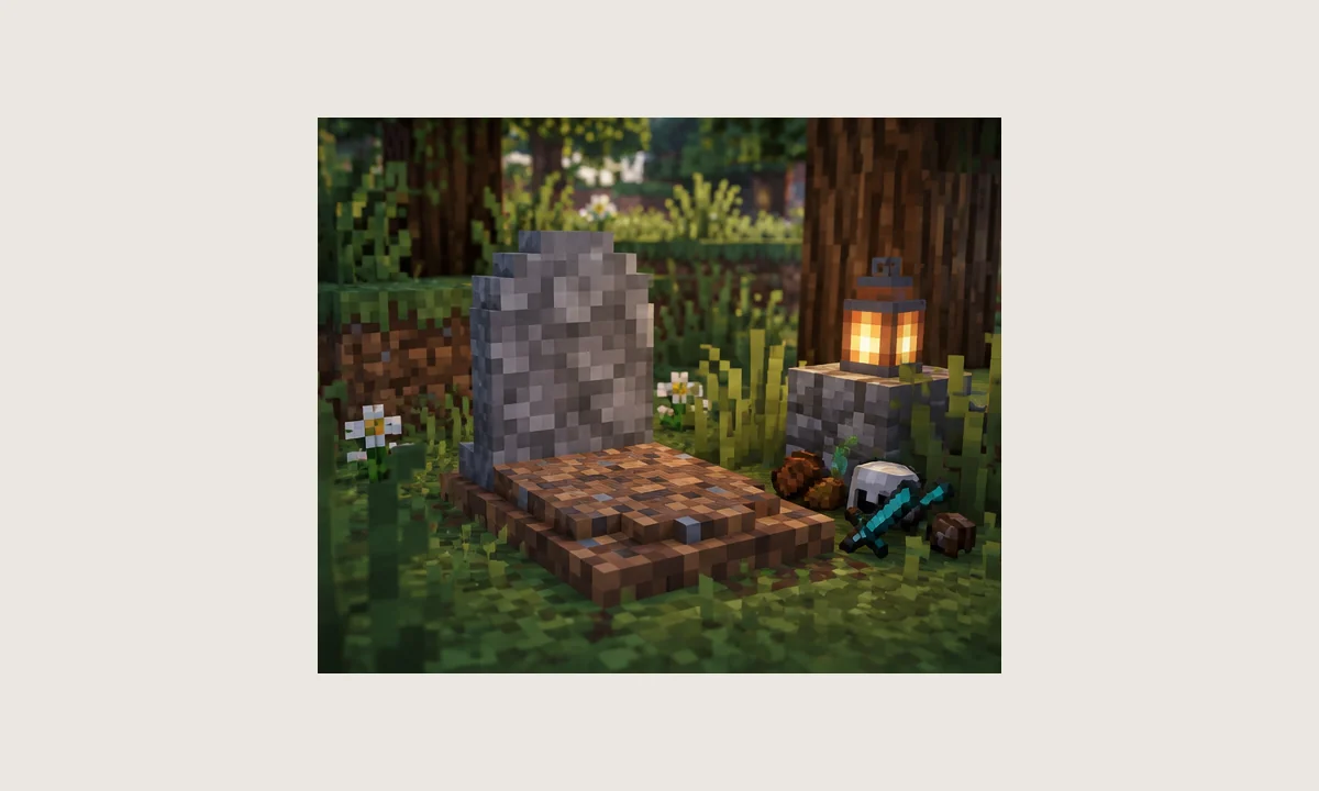 GraveStone Mod themed in-game grave scene